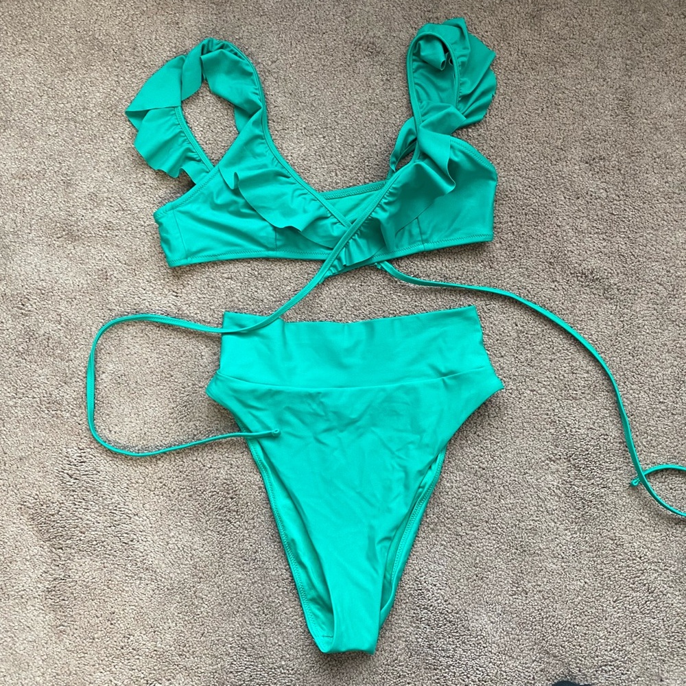 Aerie Teal Ruffle Bikini Set